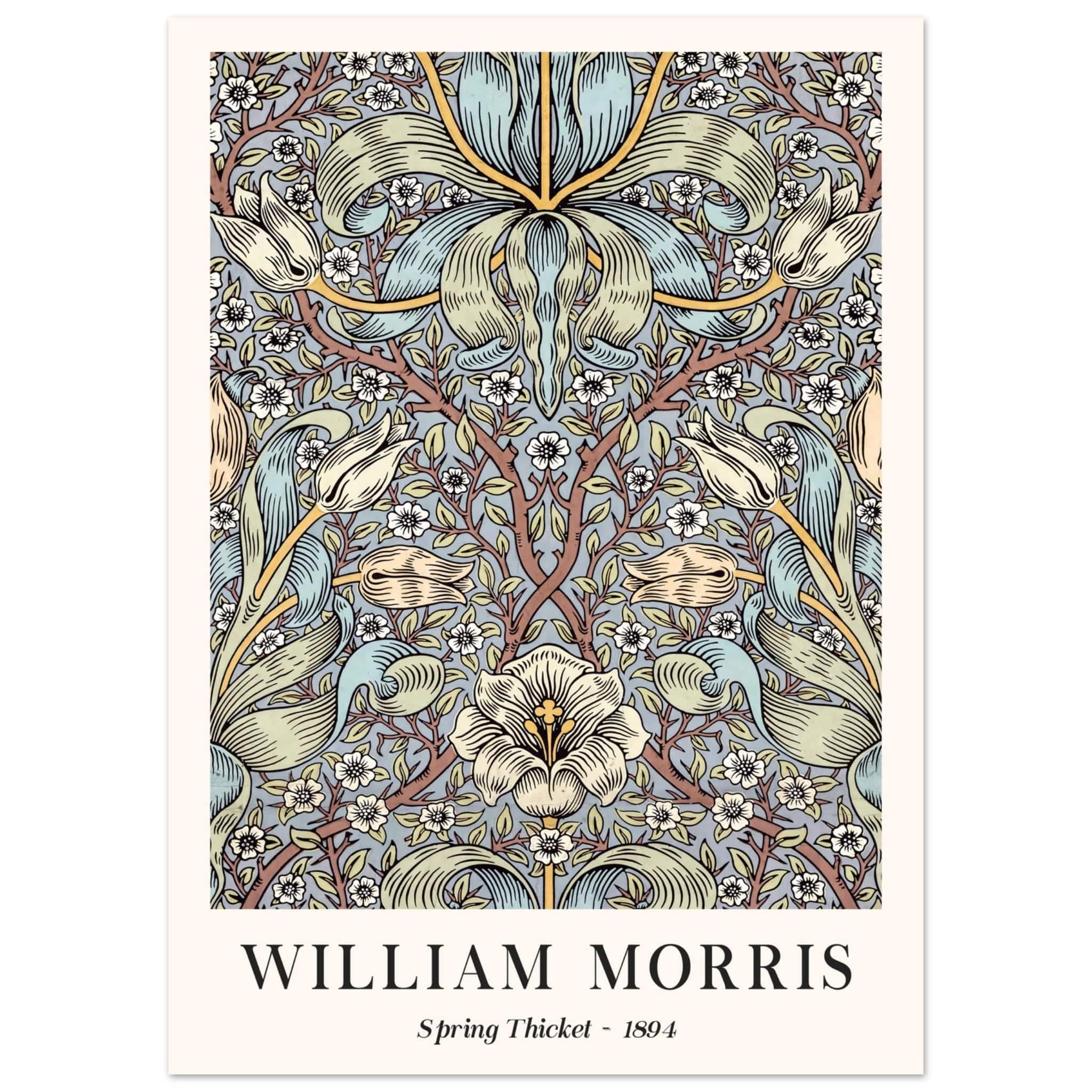 Artfulprints Poster William Morris - Spring thicket 1884  - 50x70 cm - Blauw