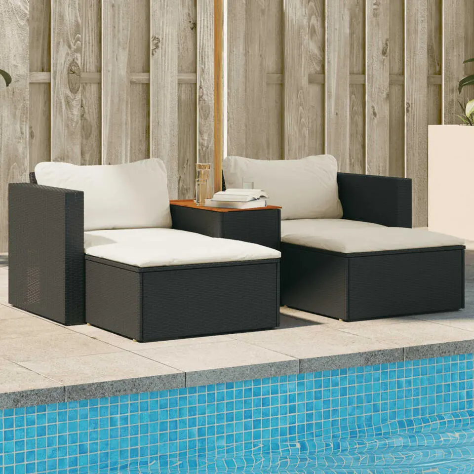 vidaXL - Loungeset - Zwart - Poly rattan