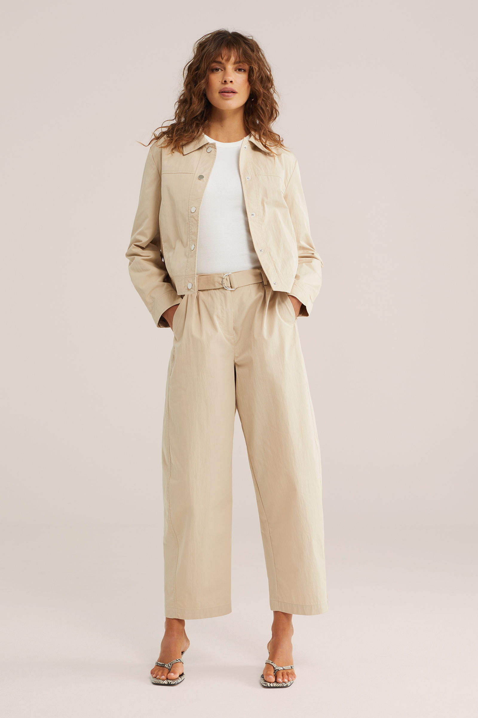 Dames barrel fit broek met ceintuur