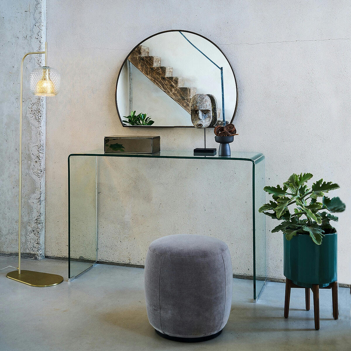 Miroir demi-cercle métal H60cm, Caligone