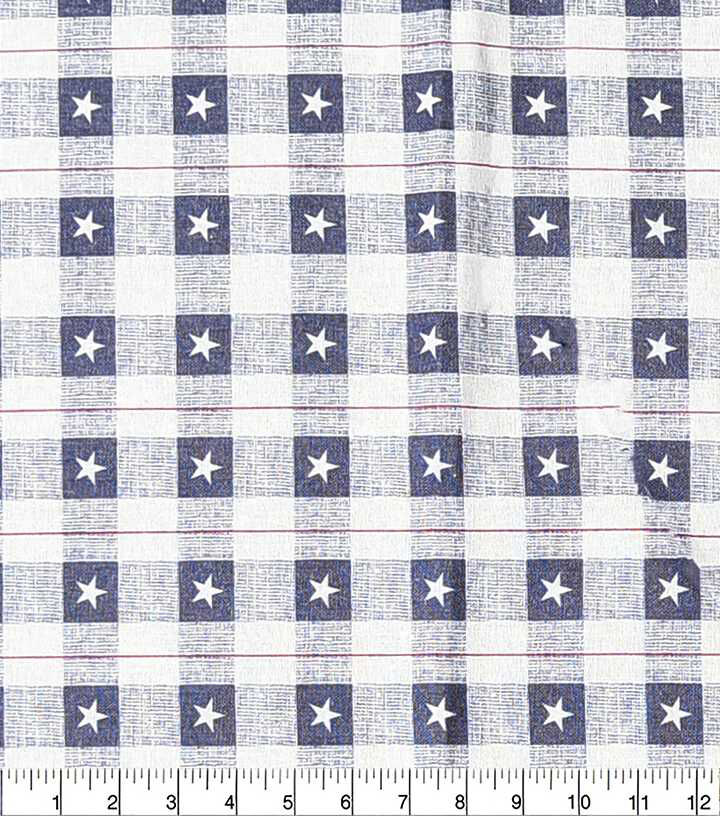 Americana Plaid Stars Navy Patriotic Prints Cotton Fabric