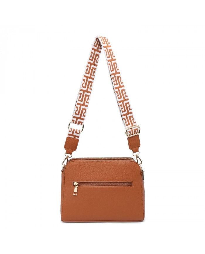 JFY Three Zipped Sections Canvas Strap Cross Body Bag