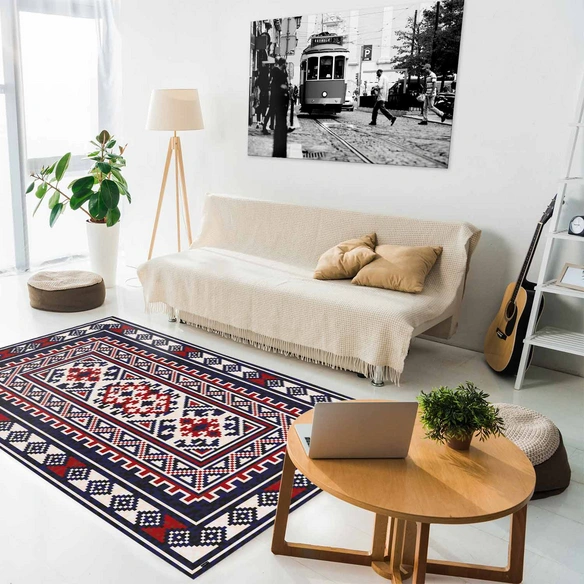 Vinyl Teppich »Madai«, BxL:203 cm x 136 cm, blau|weiß|rot