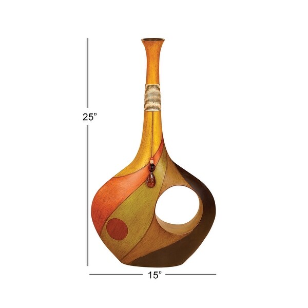 Multicolor Earth Tone Polystone Flat Spouted Tall Vase