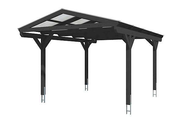 Carport SKAN HOLZ Westerwald 362x541, bois lamellé-collé, traitement coloré anthracite