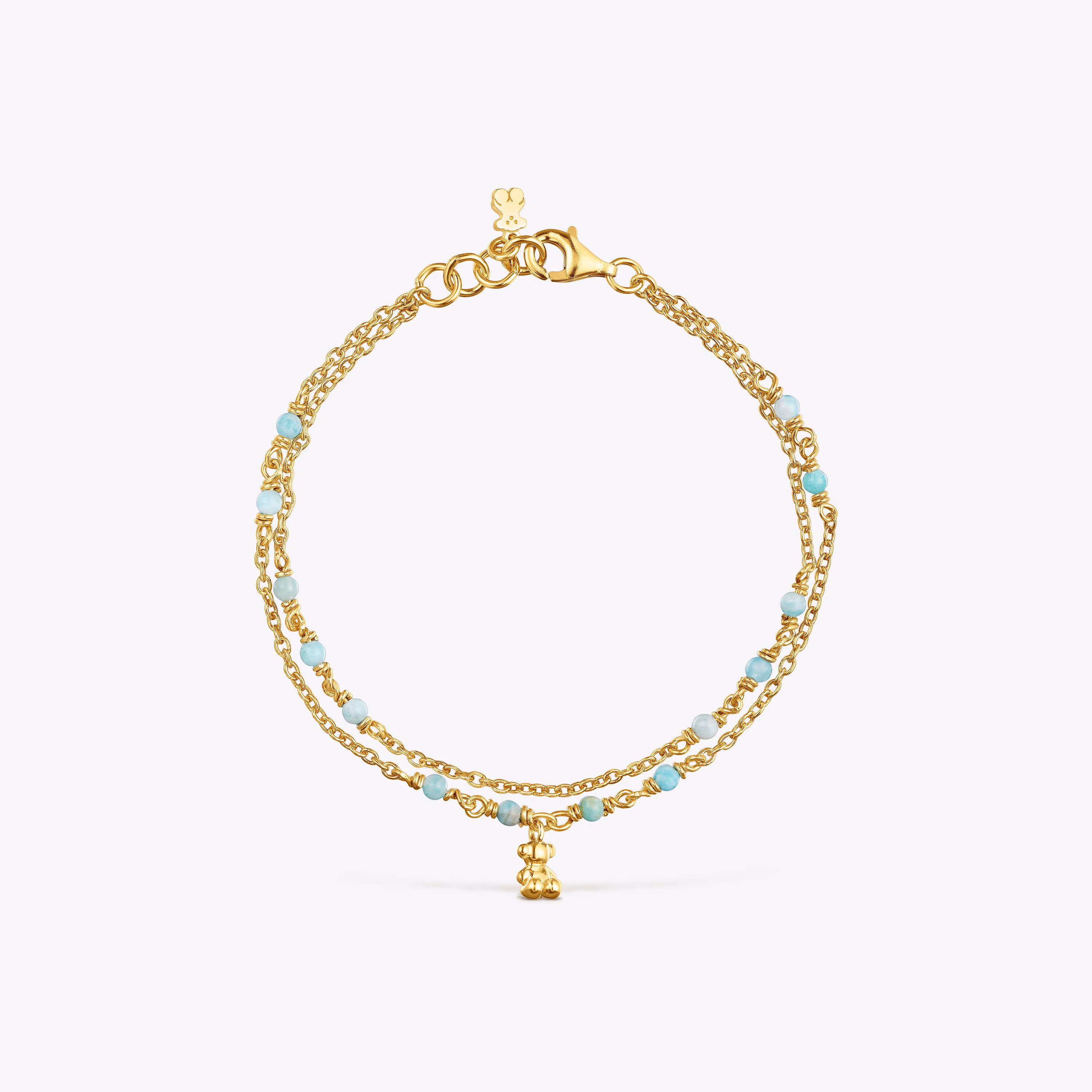 Pulsera con baño de oro 18 kt sobre plata y amazonita Bold Bear