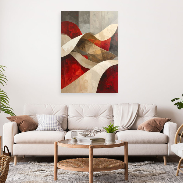 Obraz do salonu sypialni biura loftu, Abstrakcja fale beżowy 20x30