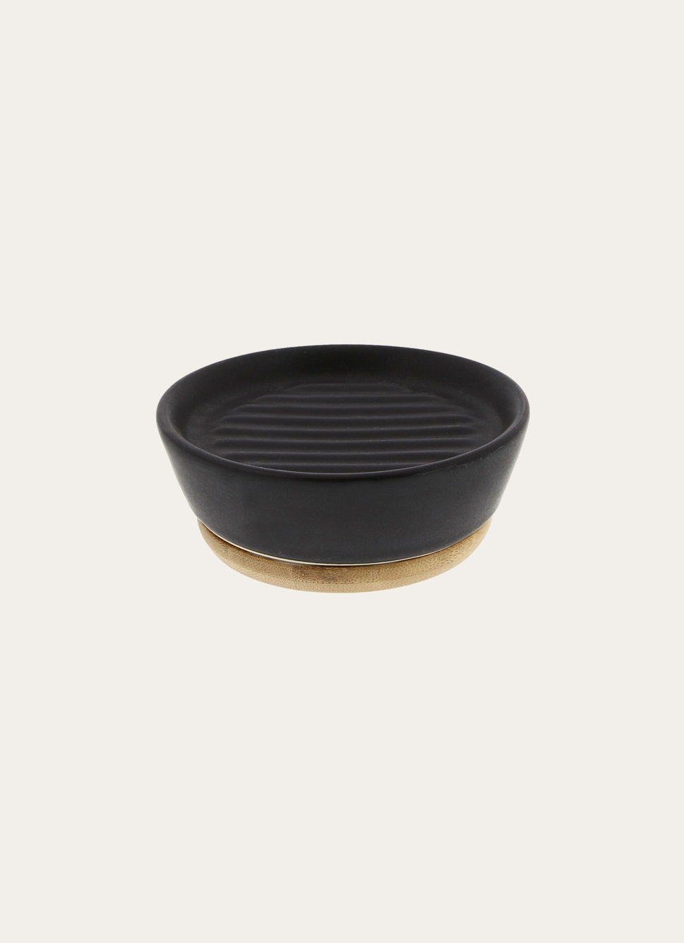 PORTE-SAVON EN GRÈS ET BAMBOU NOIR/BAMBOU
