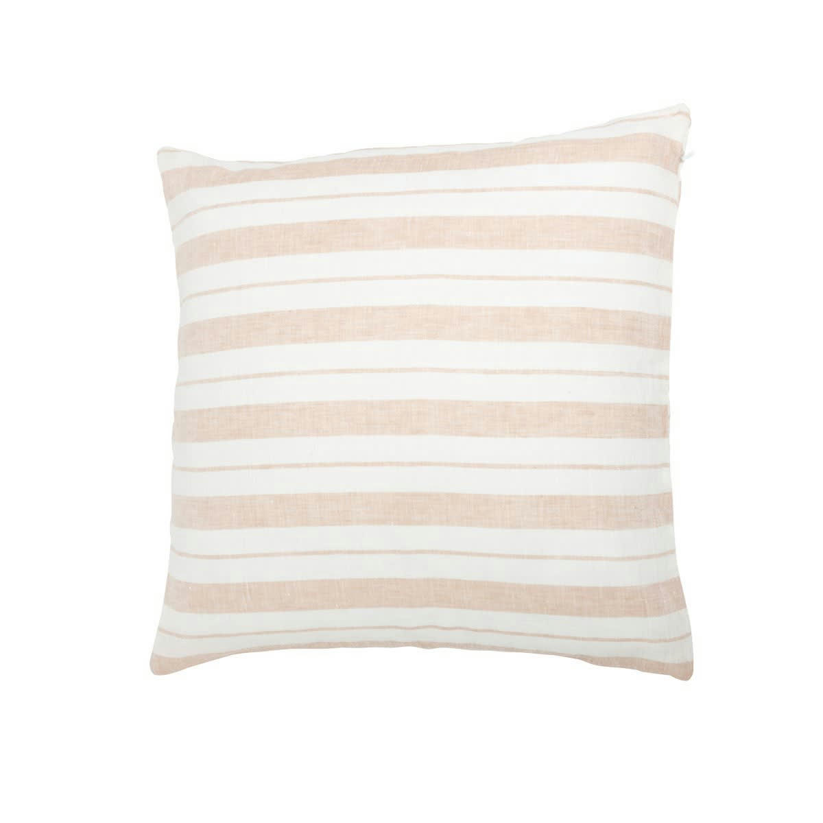 LES ESSENTIELS - Housse de coussin en lin lavé rayé rose/crème 45x45