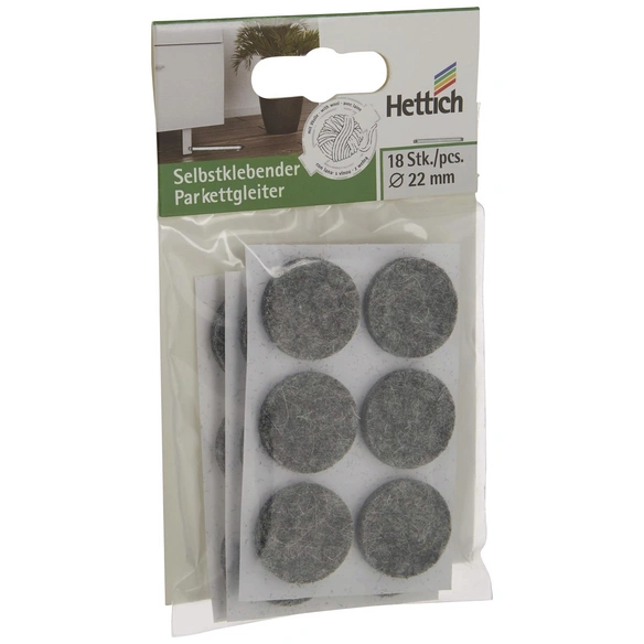 Parkettgleiter, rund, Selbstklebend, grau, Ø 22 x 3 mm