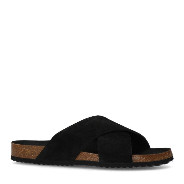 Zwarte suède slippers