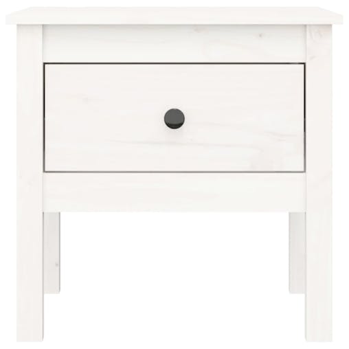 NNEVL Side Table White 50x50x49 cm Solid Wood Pine