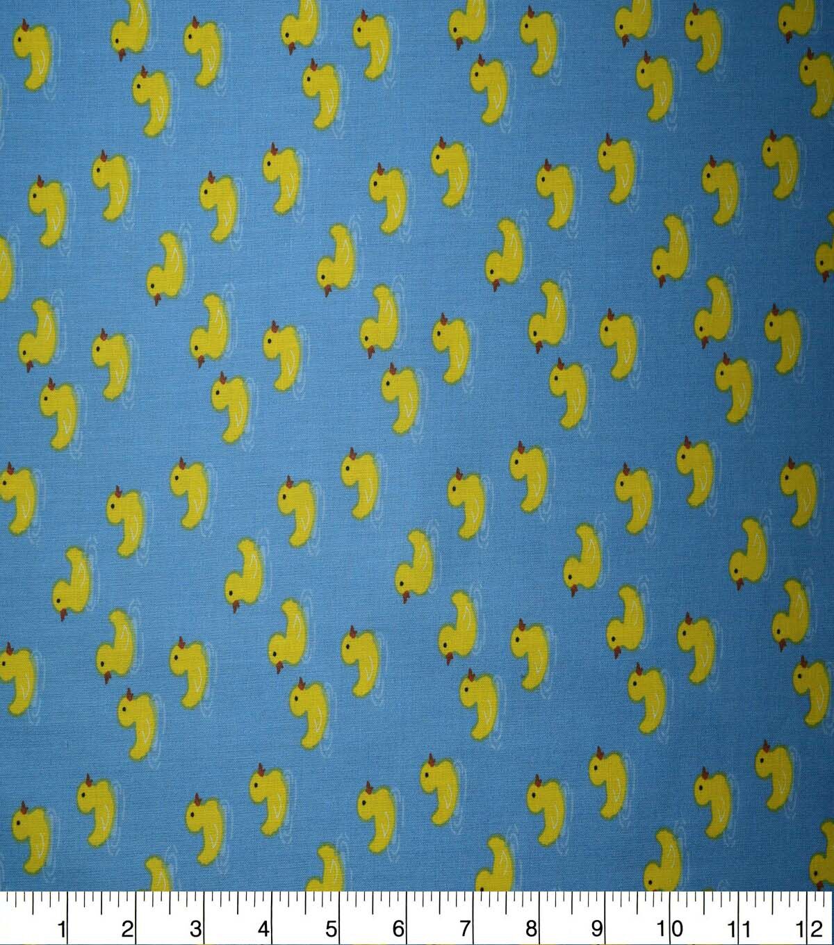 Rubber Ducks on Blue Cotton Fabric by Quilter's Showcase