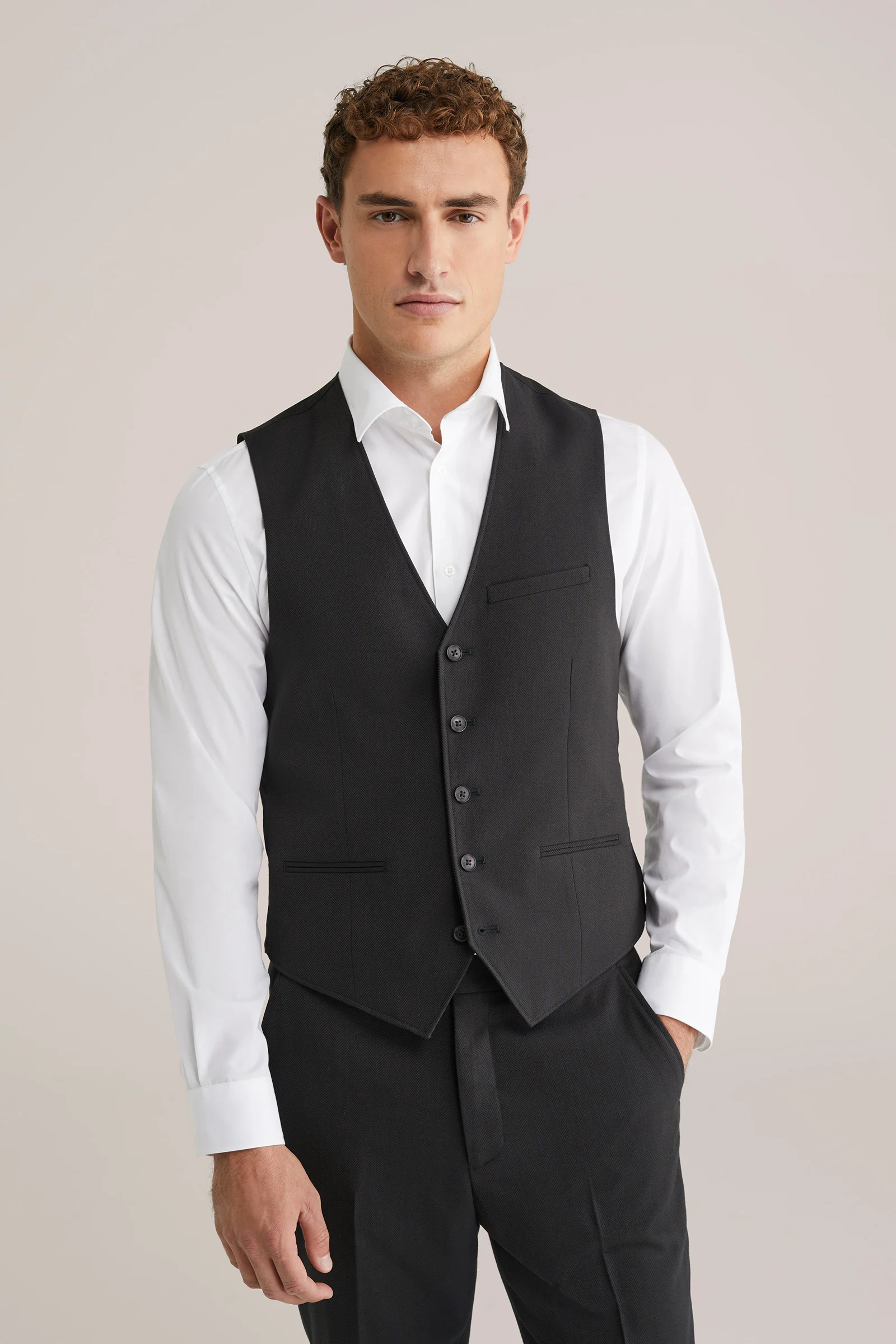 Heren slim fit gilet met print