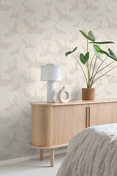 Origin Wallcoverings papier peint oiseaux de grue couleur sable 53 cm x 10.05 m