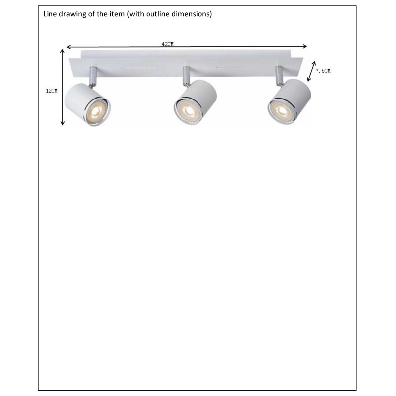 Spot LED Rilou blanc chaud dimmable GU10 3 x 4,5W LUCIDE