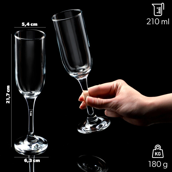 Kadax Kieliszki Do Szampana Prosecco 210ml Zestaw