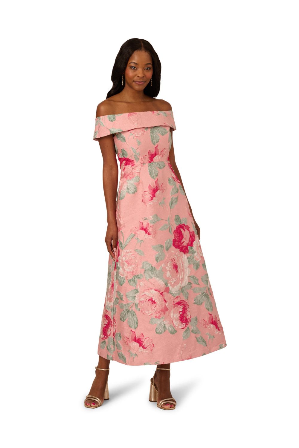 Adrianna Papell Off Shoulder Jacquard Dress