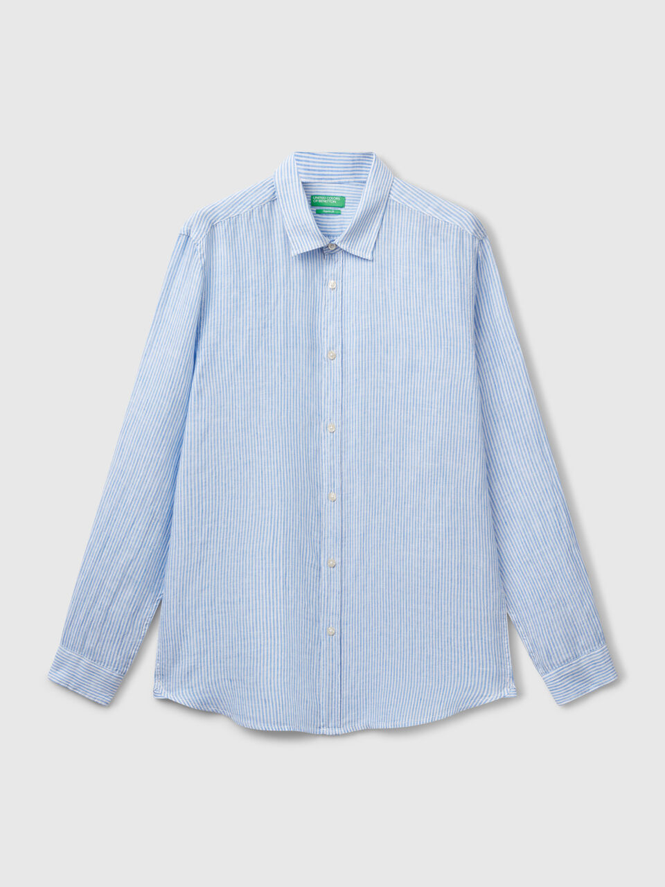 Light blue striped pure linen shirt
