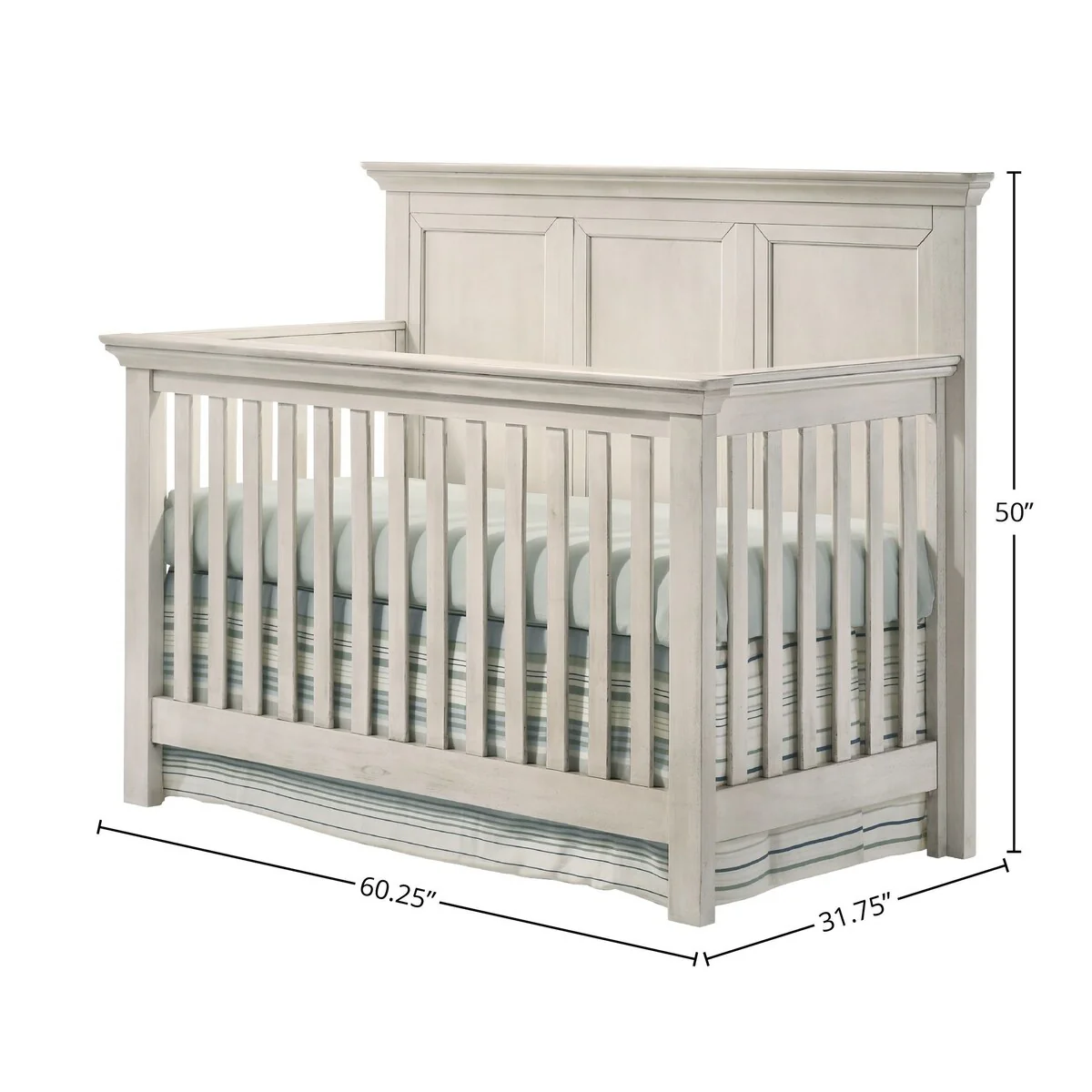 San Mateo 60 Wide Convertible Crib, Rustic White