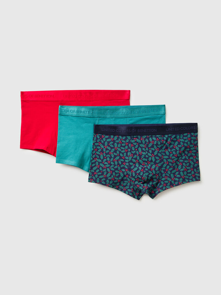 Three Christmas boxers in stretch cotton