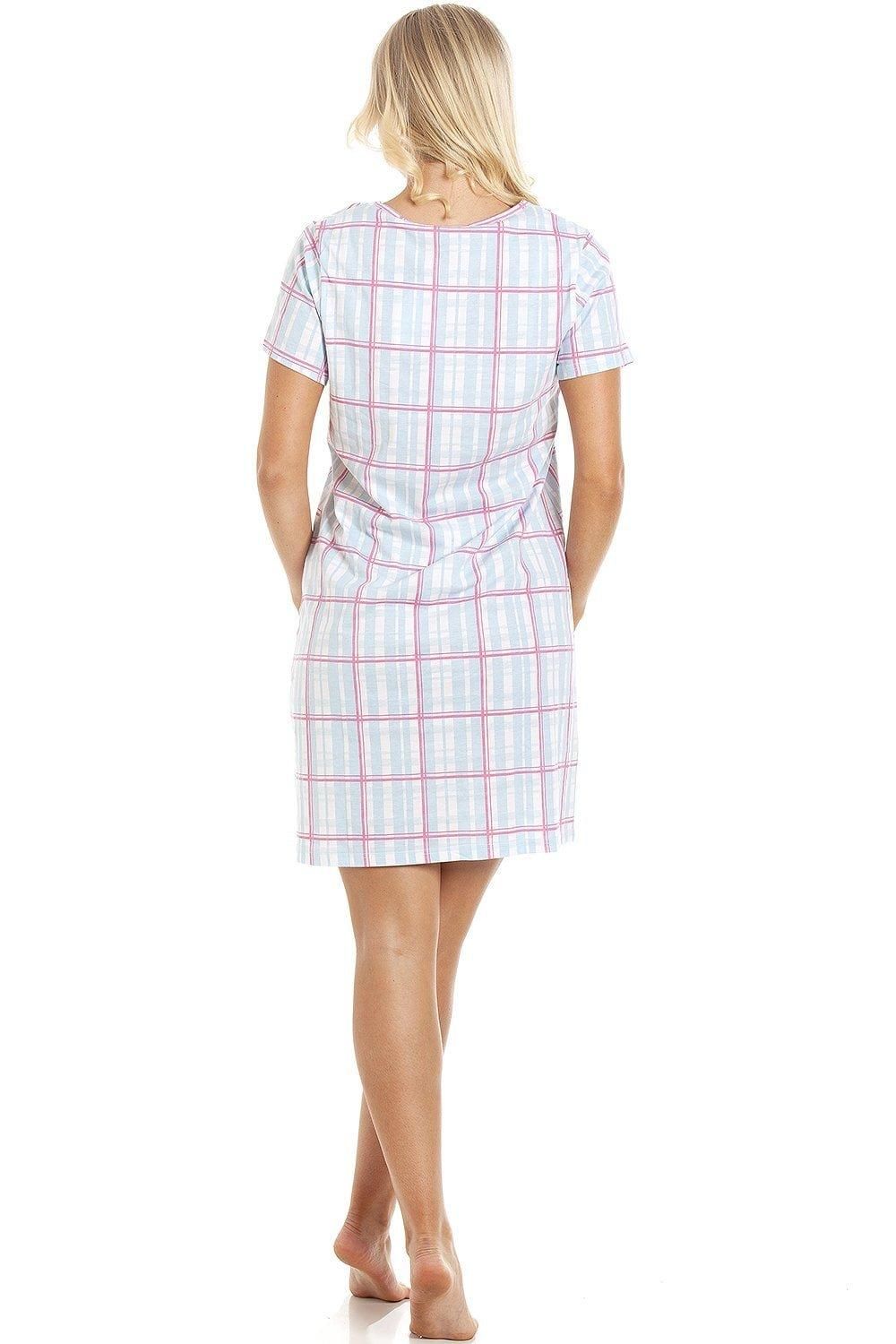 Camille Checkered Print Cotton Summer Nightshirt