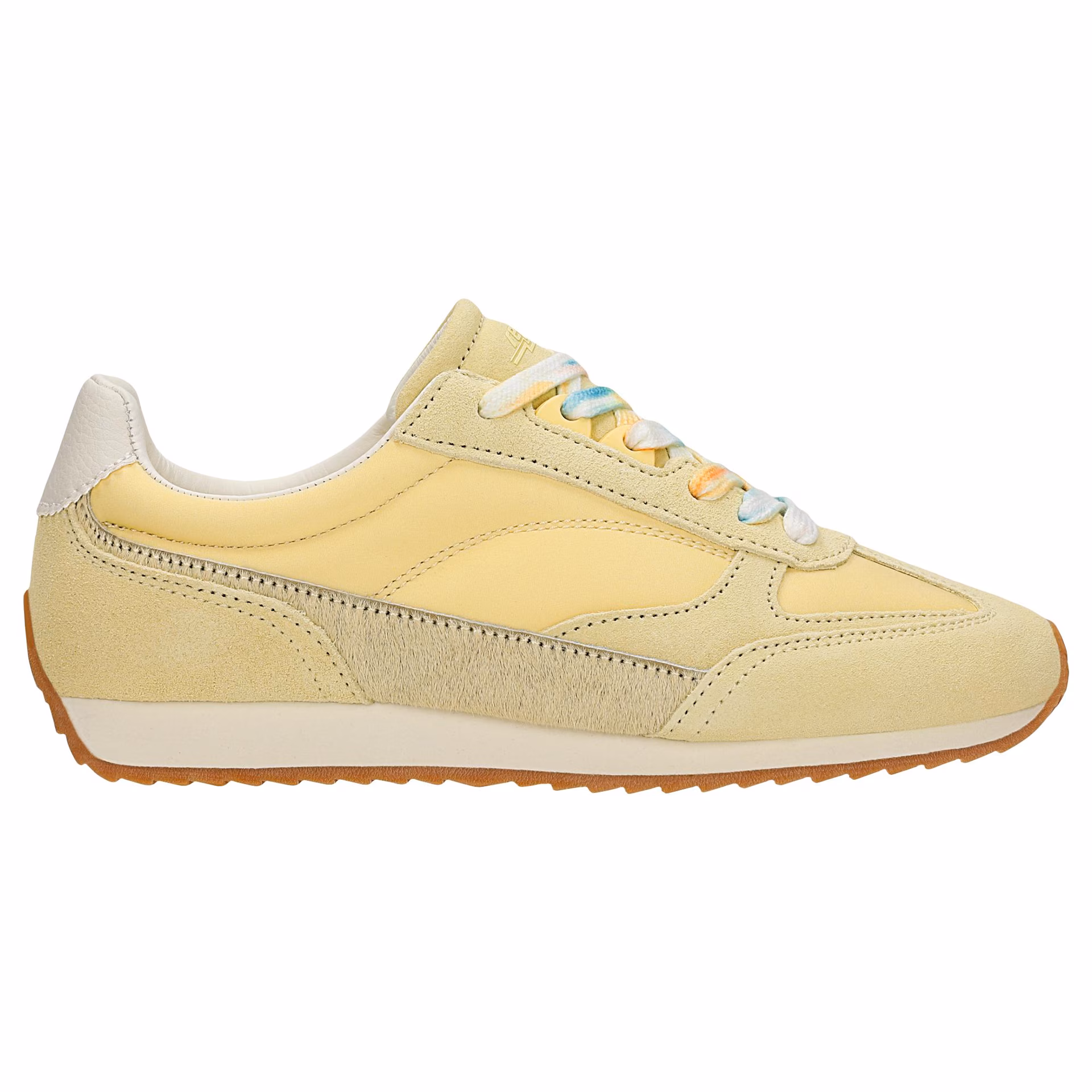 Żółte sneakersy RELAKS z kolorowymi sznurówkami
