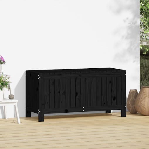 NNEVL Garden Storage Box Black 108x42.5x54 cm Solid Wood Pine