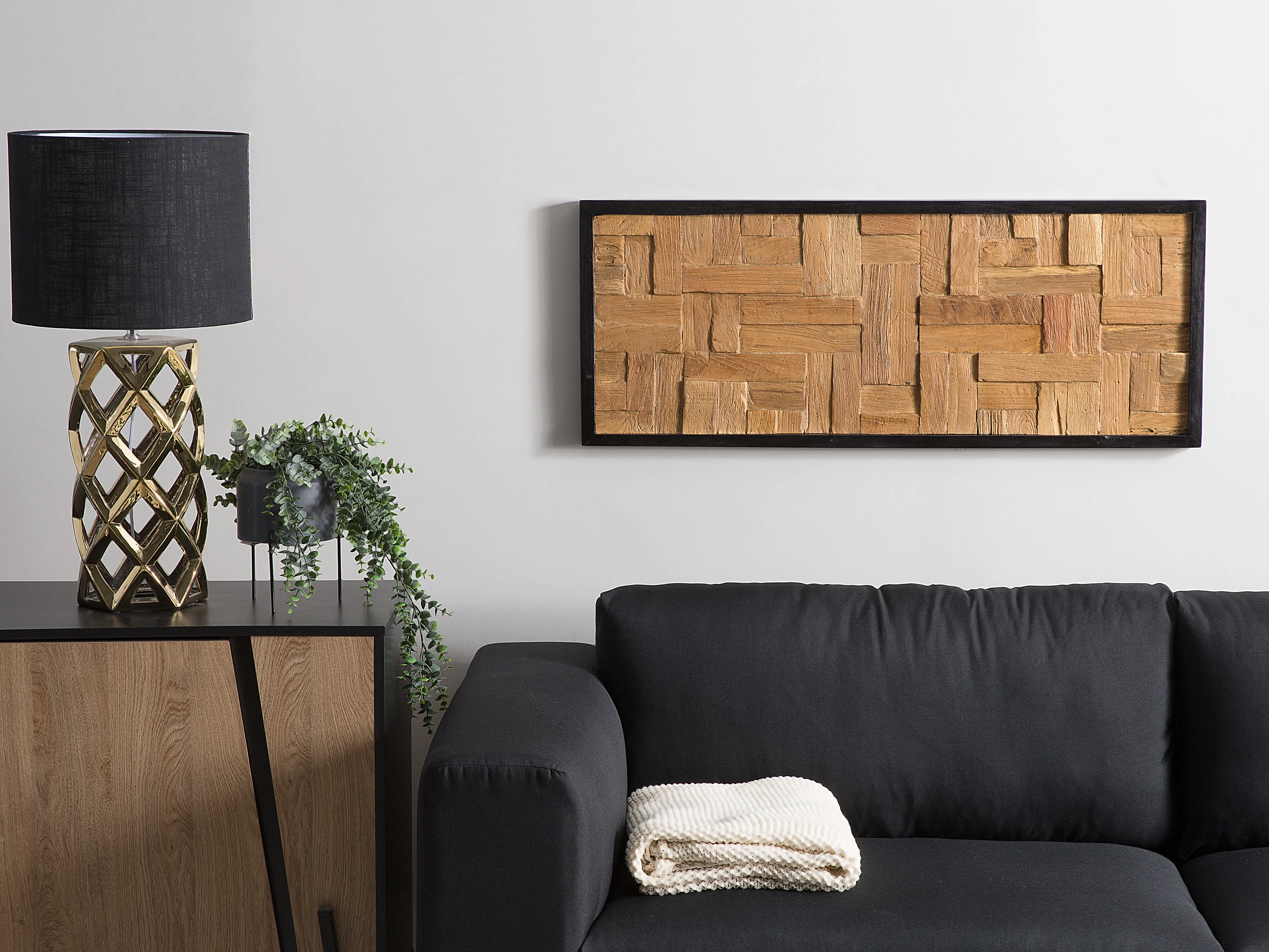 Wall Decor TOLUCA Teak Wood 40 cm Brown