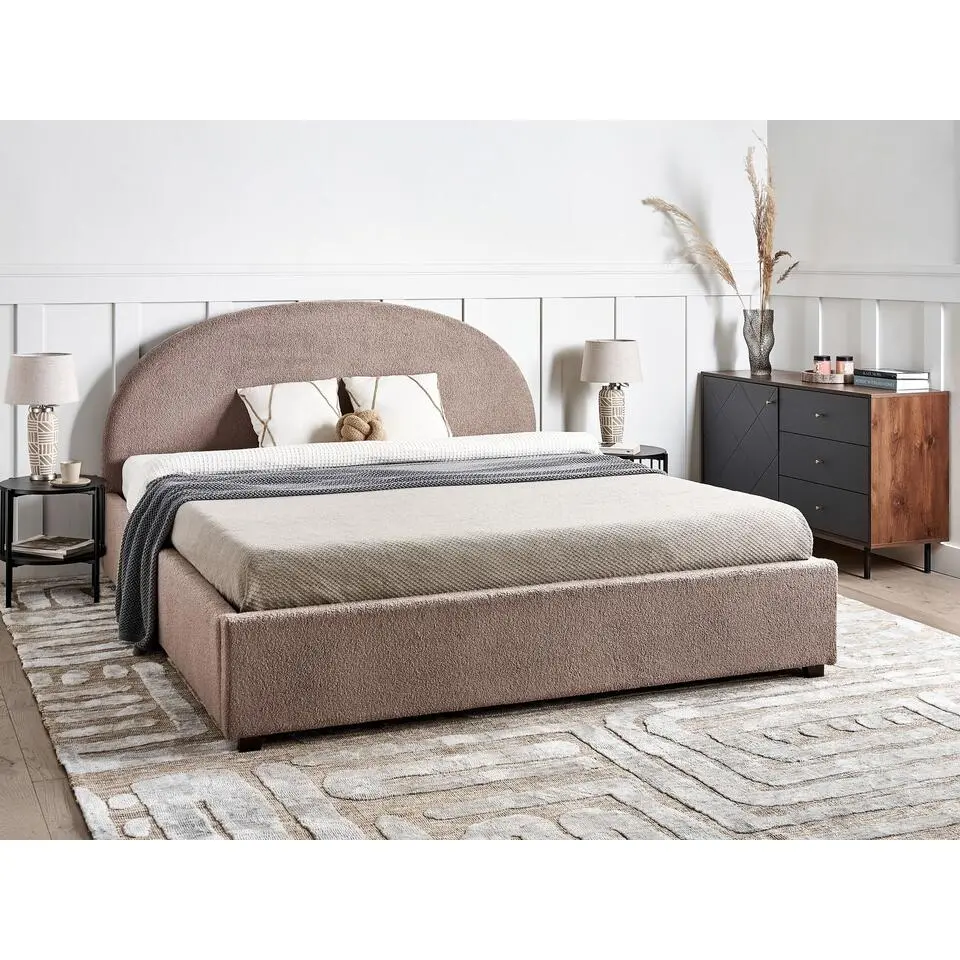 VAUCLUSE - Bed met opbergruimte - Taupe - 180 x 200 cm - Boucl&eacute;
