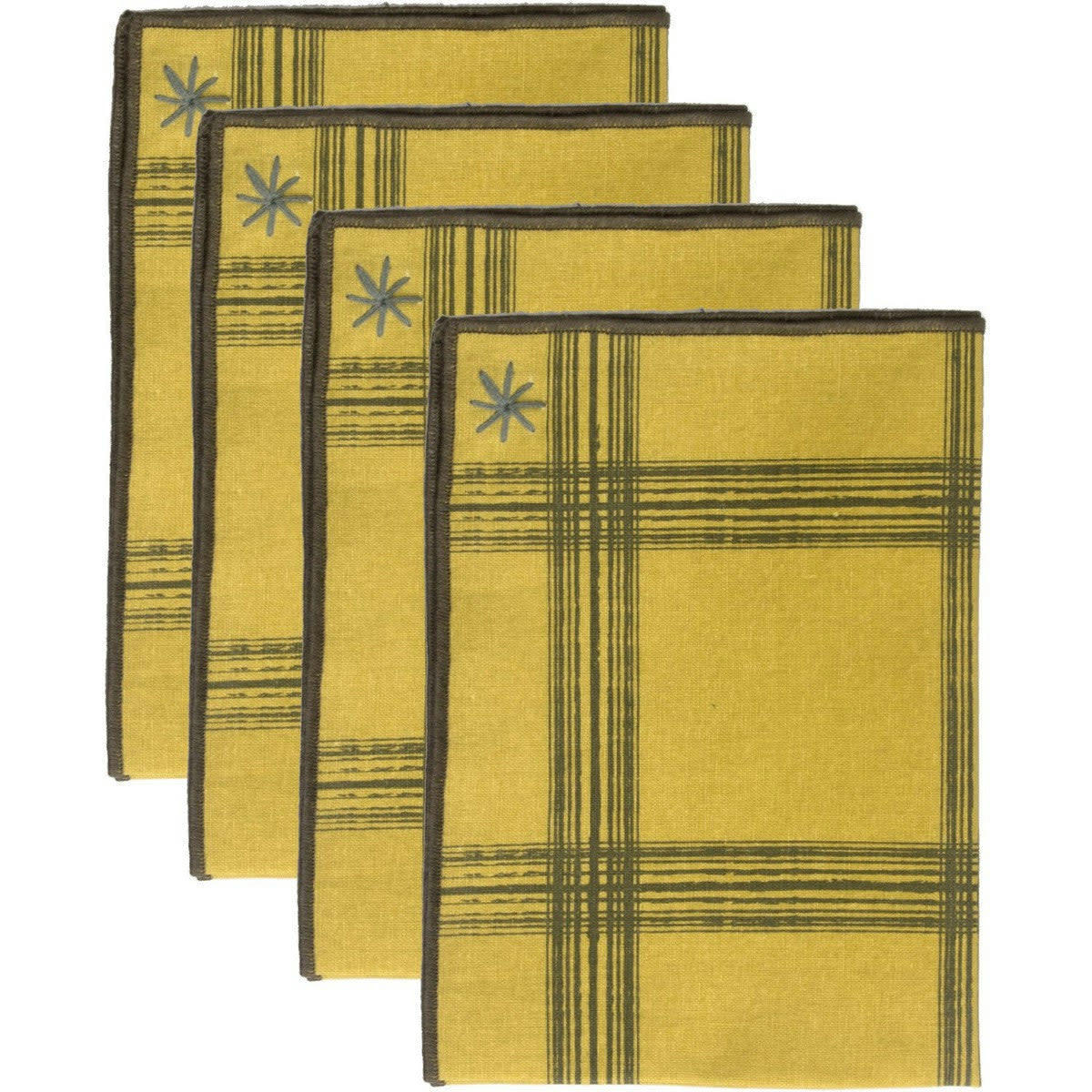 MADRAS - Serviettes de table (x4) coton  45x45 vert kaki
