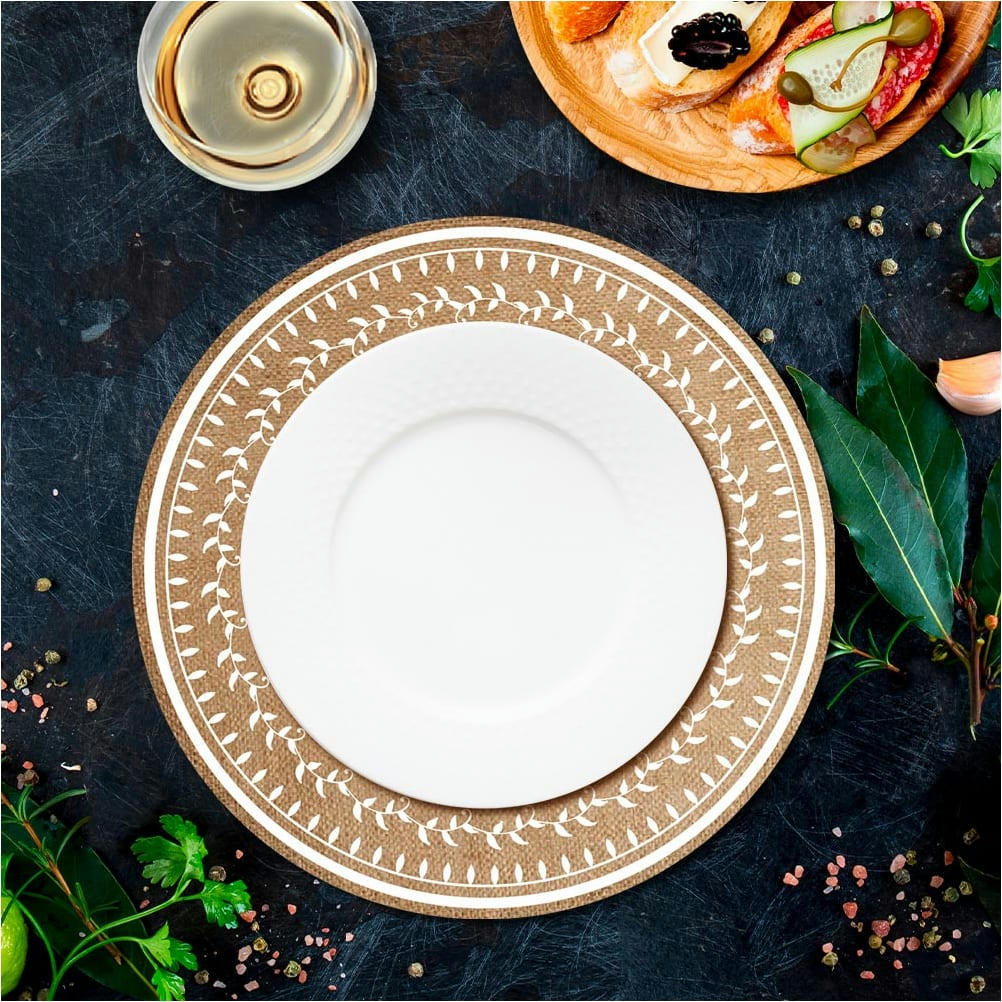 SAVEURS - Set de table rond en toile de jute D38