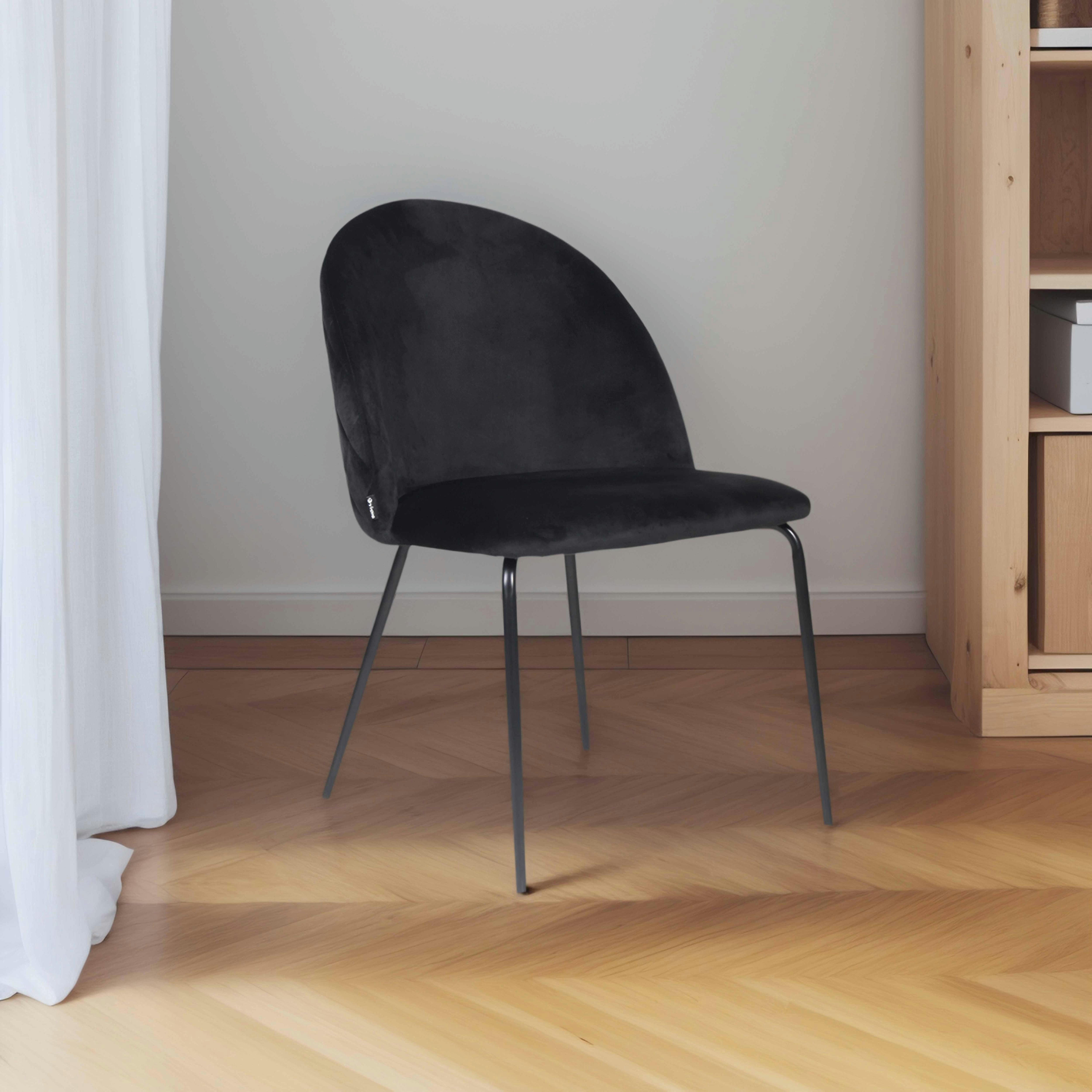 CHESTER - Lot de 4 chaises en velours noir