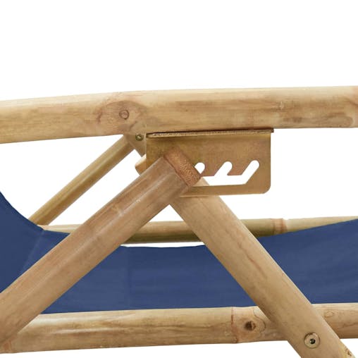 NNEVL Reclining Relaxing Chair Navy Blue Bamboo and Fabric