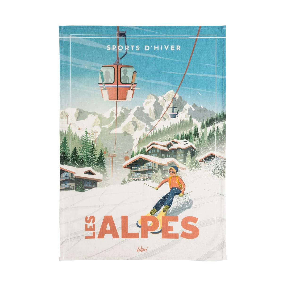 LES ALPES - Torchon imprimé en coton multicolore 50x75
