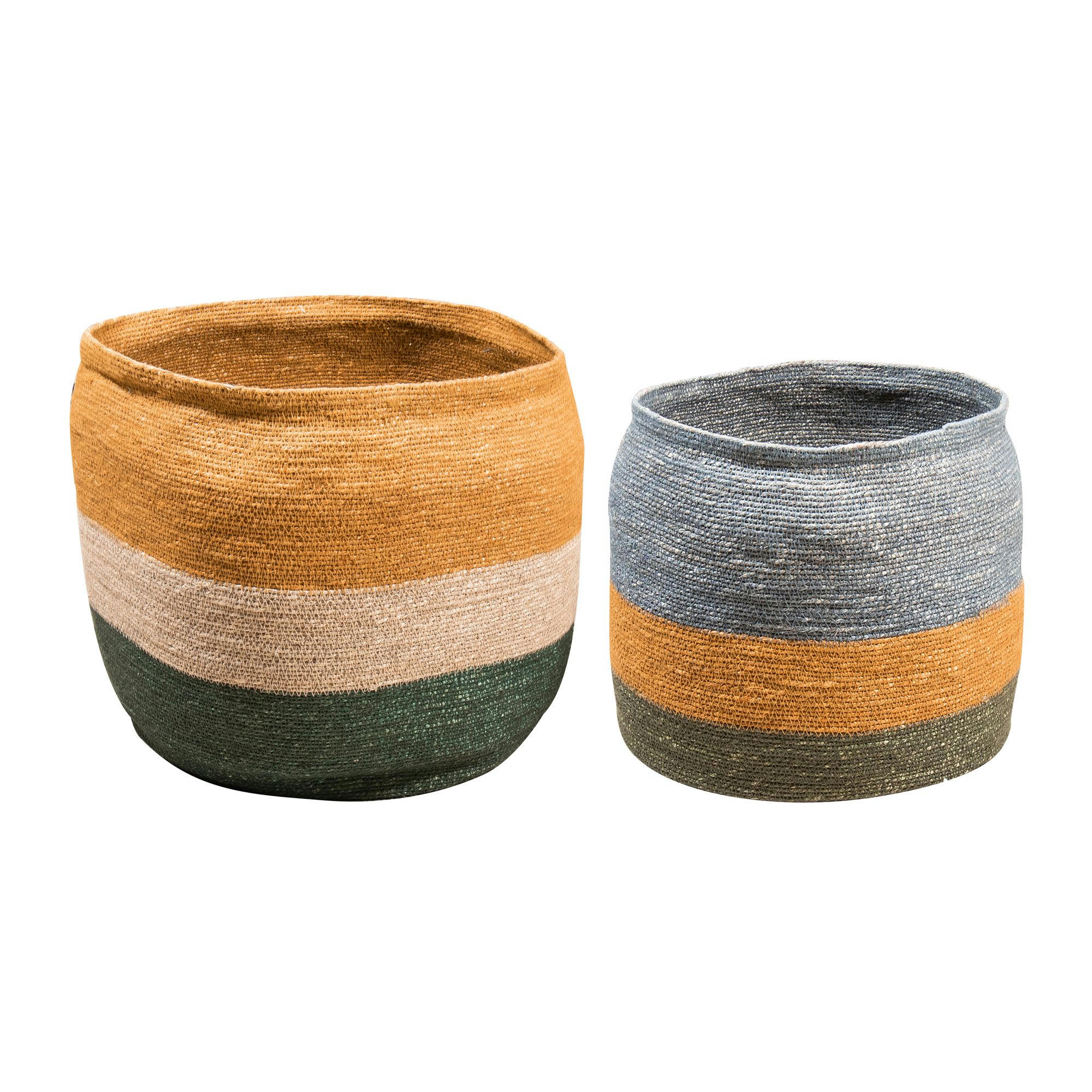 NAIRO - Lot de 2 paniers rond en jonc de mer