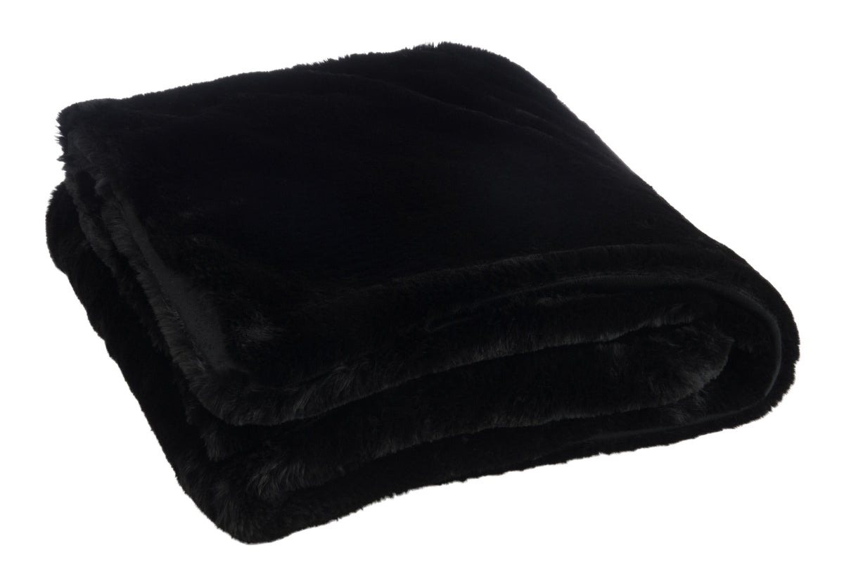 J-Line plaid Cutie - fleece deken – polyester – zwart - 180 x 130 cm