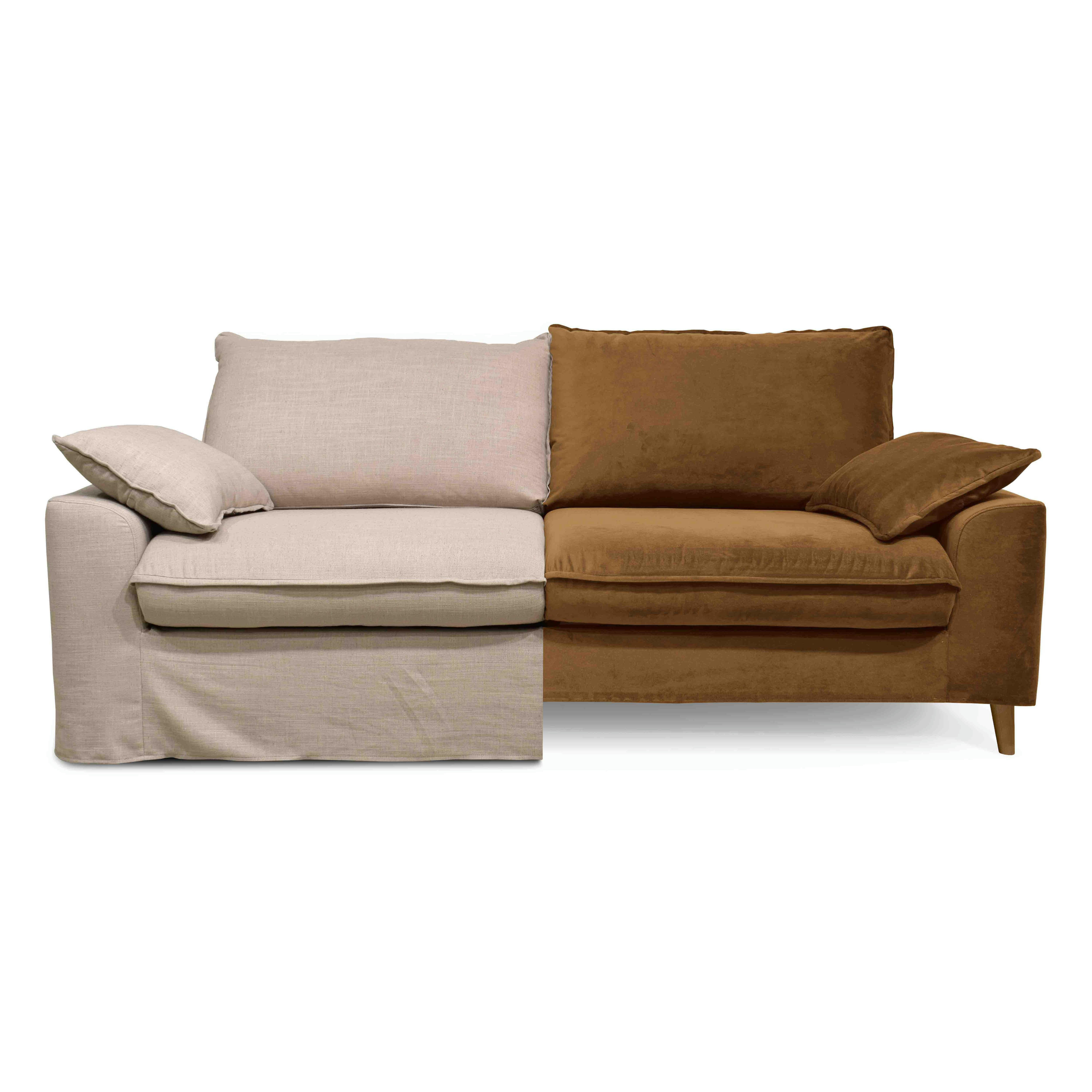 JAROD - Canapé tissu 3 places avec une housse supplémentaire velours rouille