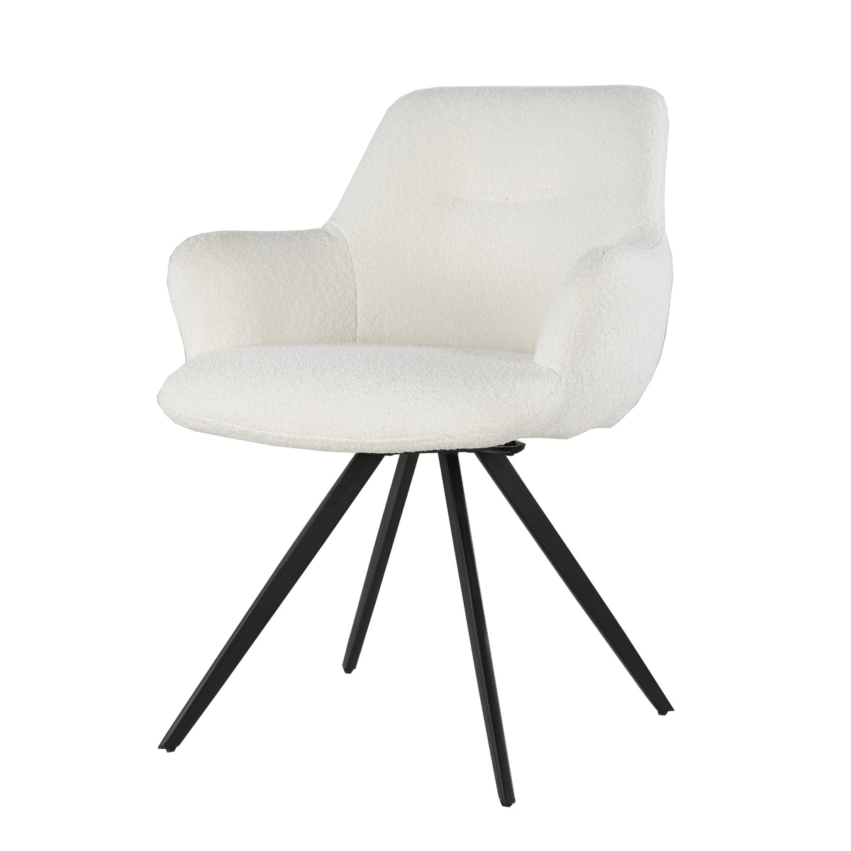 Livingfurn eetkamerstoel Doreen - boucle - wit - 2 stuks