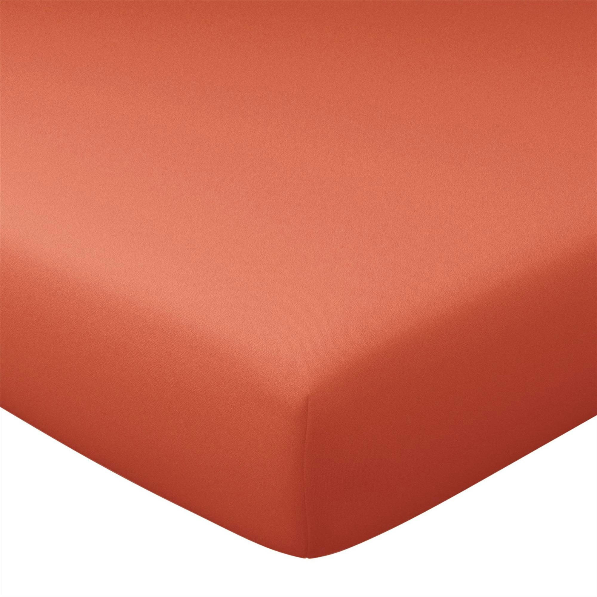PERCALE 2015 - Drap-housse 180x200x28 orange terracotta en coton