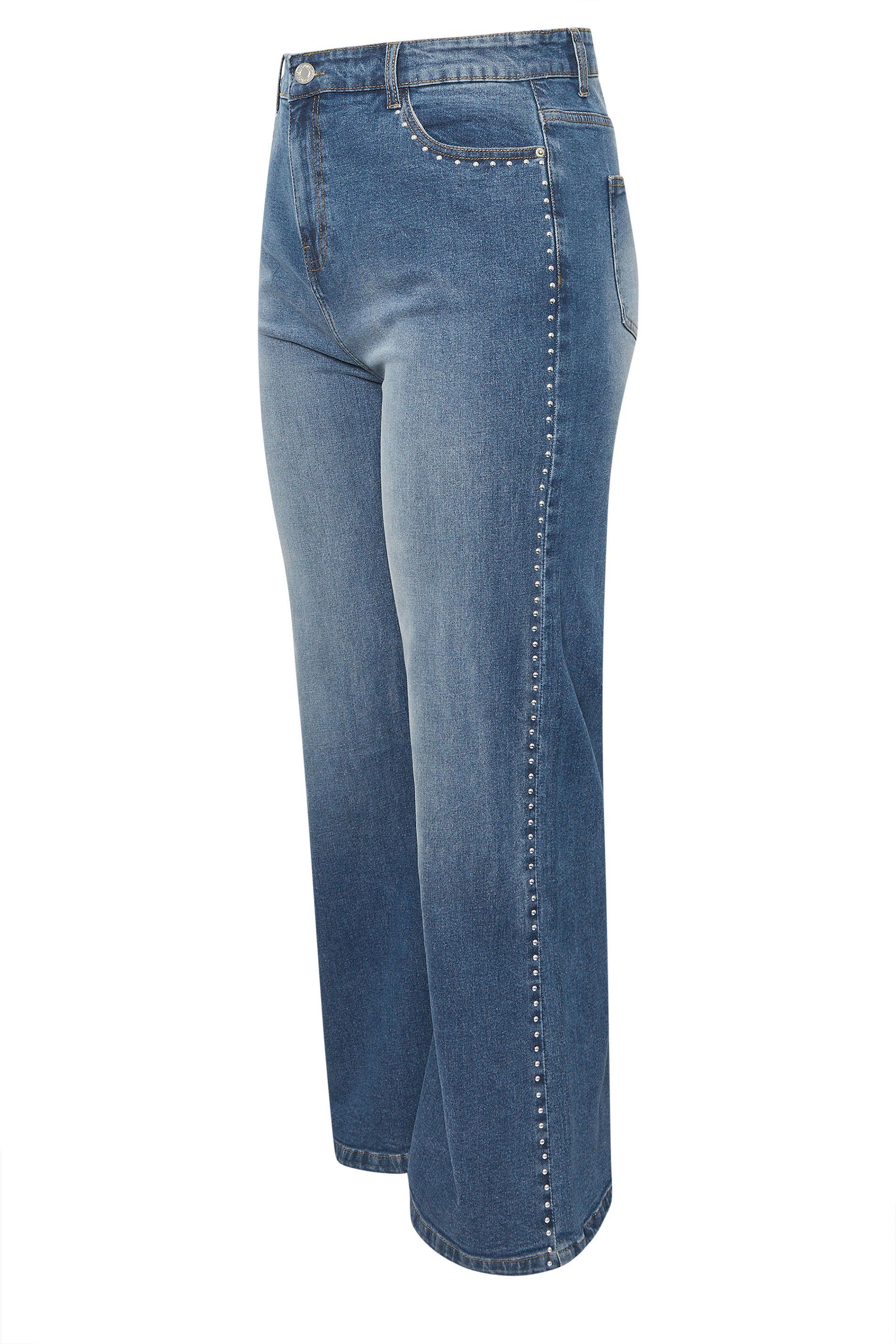 Yours Studded Wide Leg Jeans
