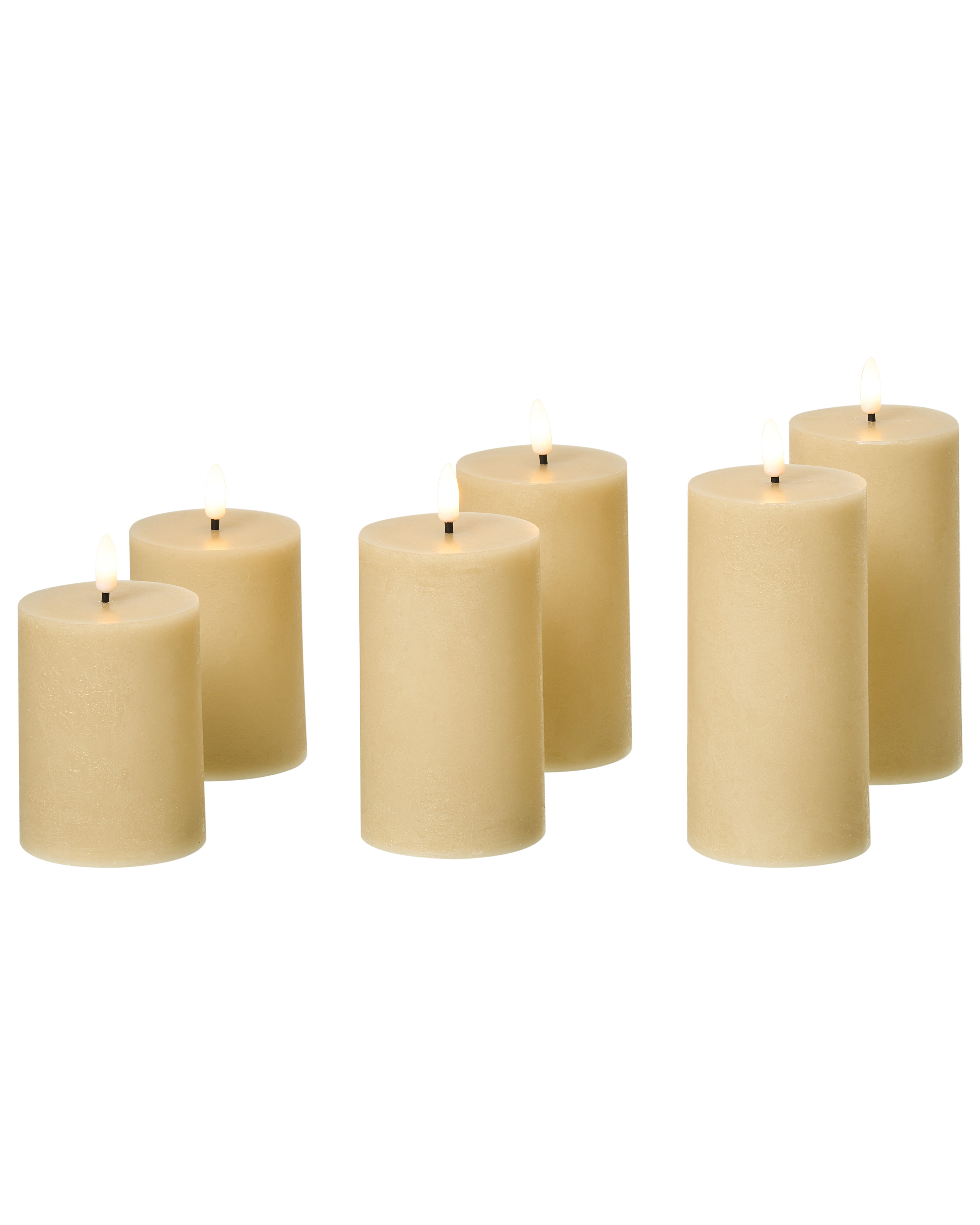Set of 6 LED Candles BRAISE 10/13/15 cm Beige