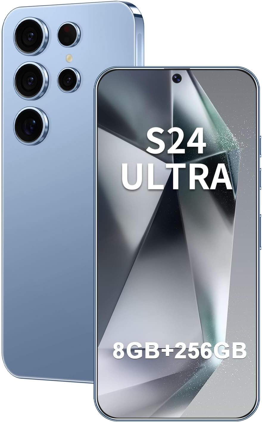 I24 Ultra Unlocked Phone 8GB+256GB Android Cell Phone 7 inch HD Screen Mobile Phone 108MP+48MP Camera 6800 mAh Extra Large Battery 5G Dual SIM (Titanium Blue)