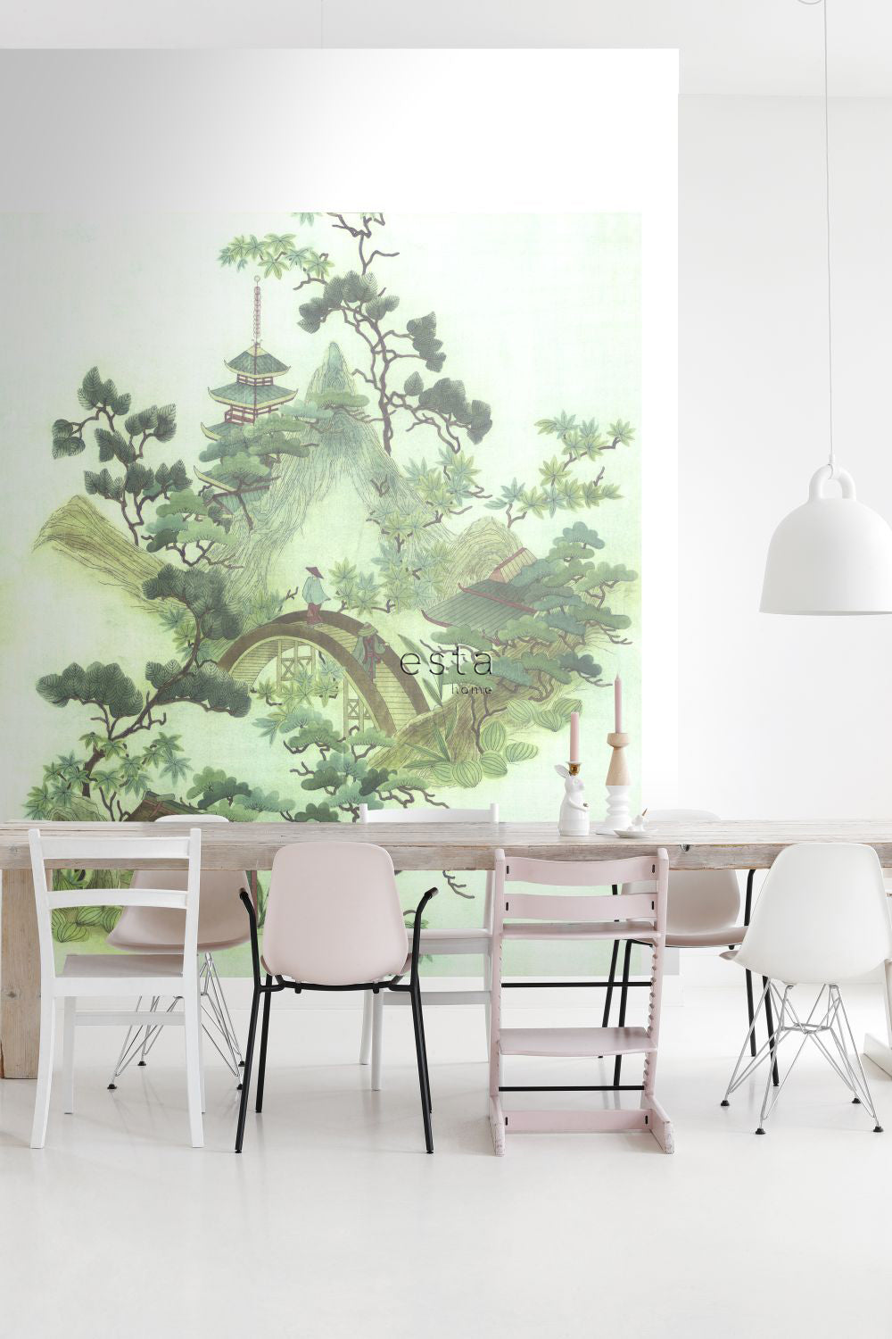 ESTAhome fotobehang chinoiserie groen en bruin - 232.5 x 279 cm - 158114