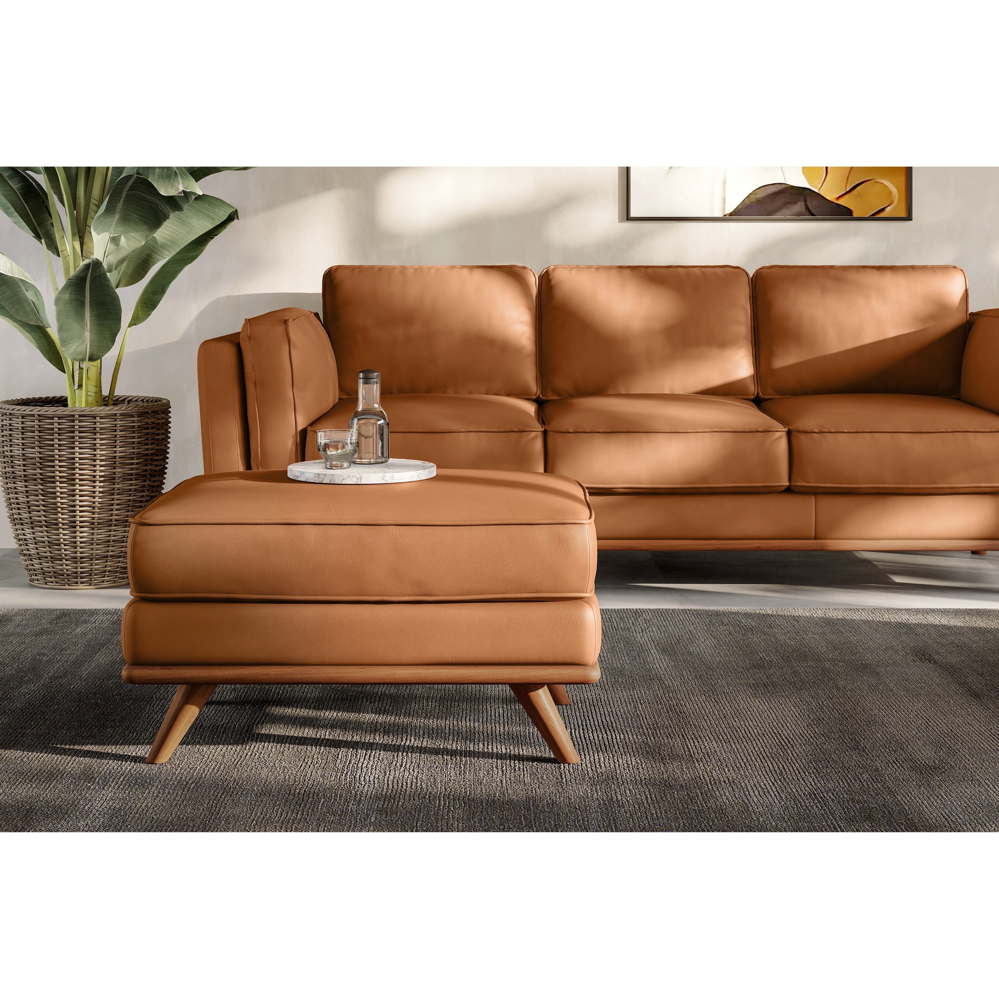 Valencia Artisan Leather Ottoman