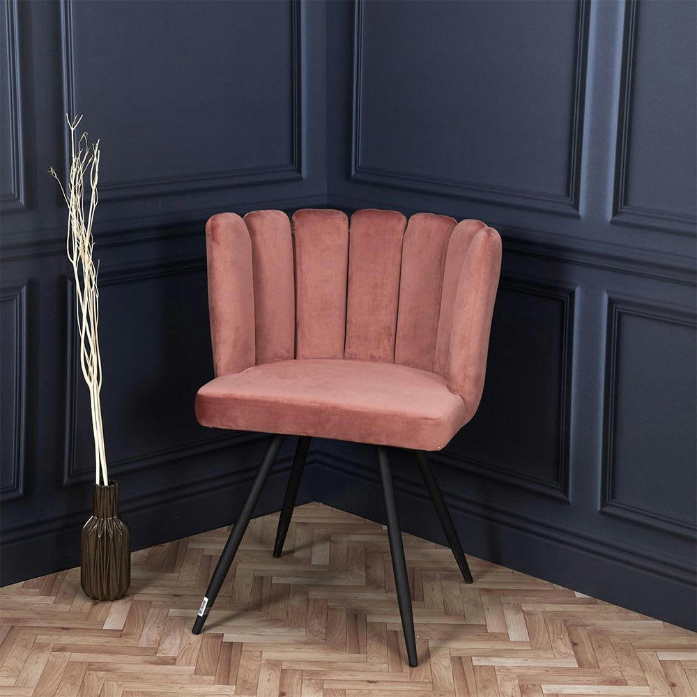 ARIEL - Chaise design effet velours rose