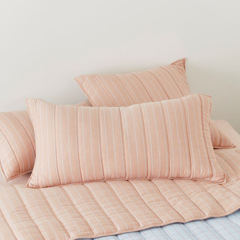 Cove Sky Blue Stripe Quilted Pillowcases