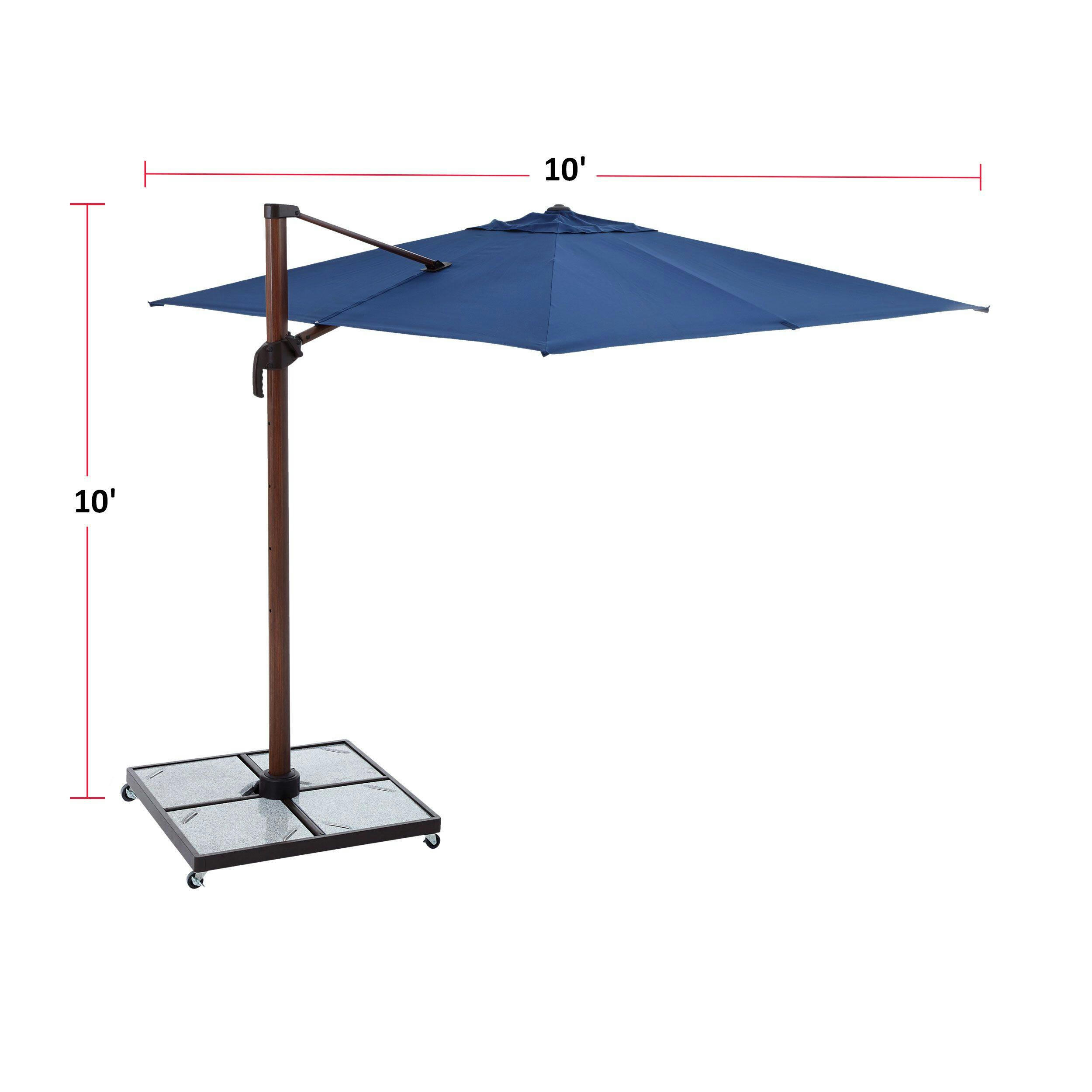 CANVAS Bahama Aluminium Outdoor/Patio Offset/Cantilever Umbrella, Navy, 10x10-ft