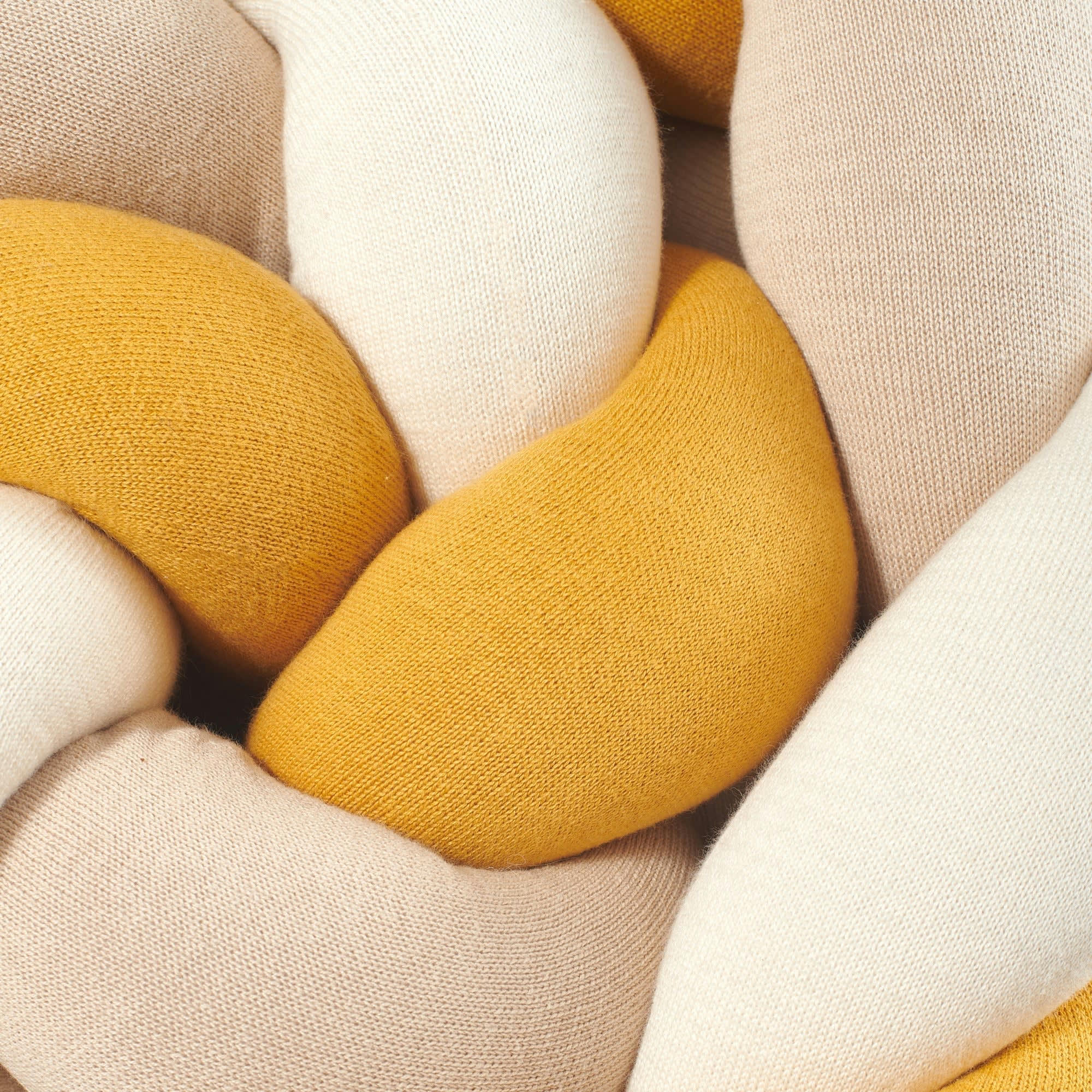 - Tresse de lit tricotée en coton jaune moutarde 200x14 cm