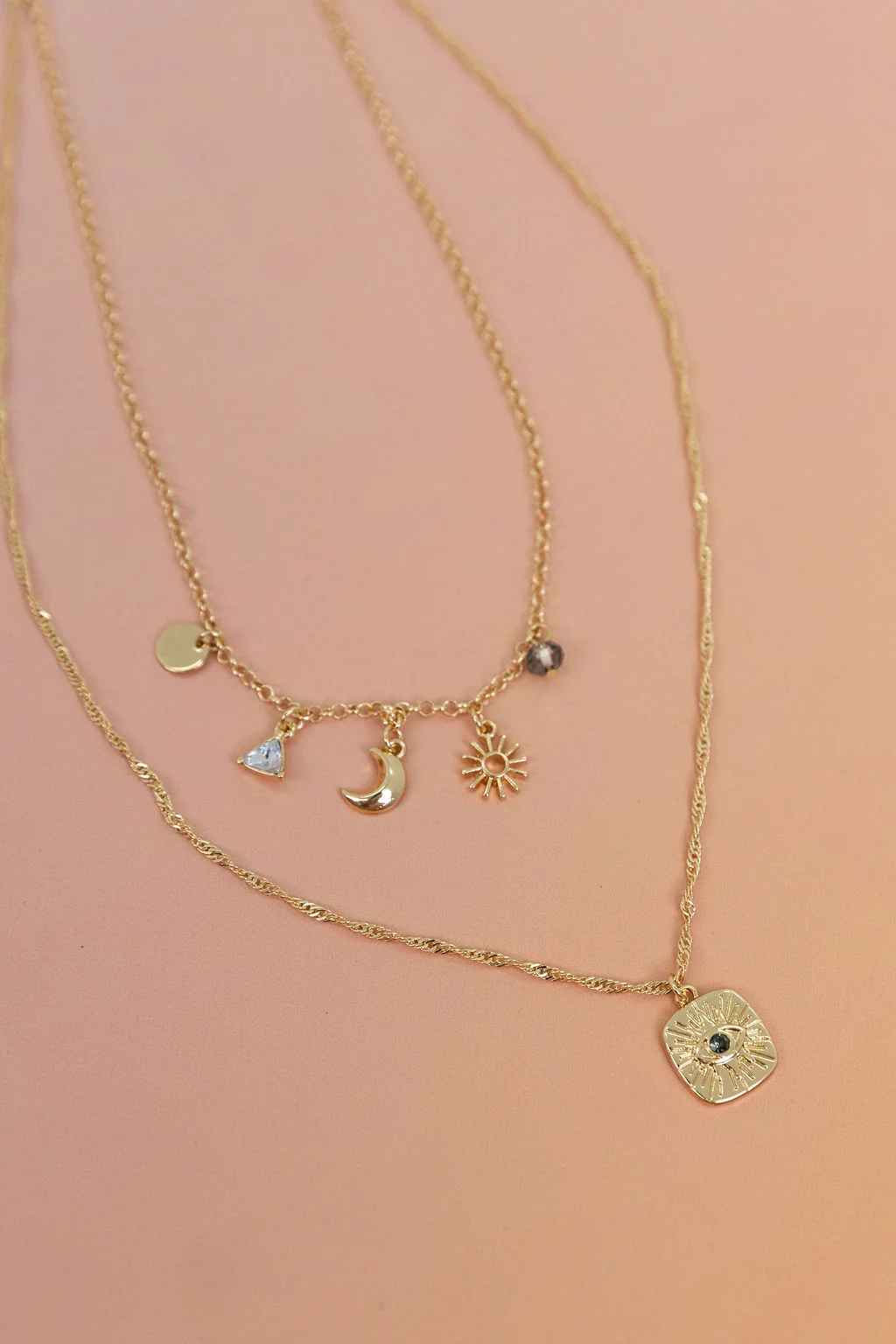 Layered Gold Charm Necklace